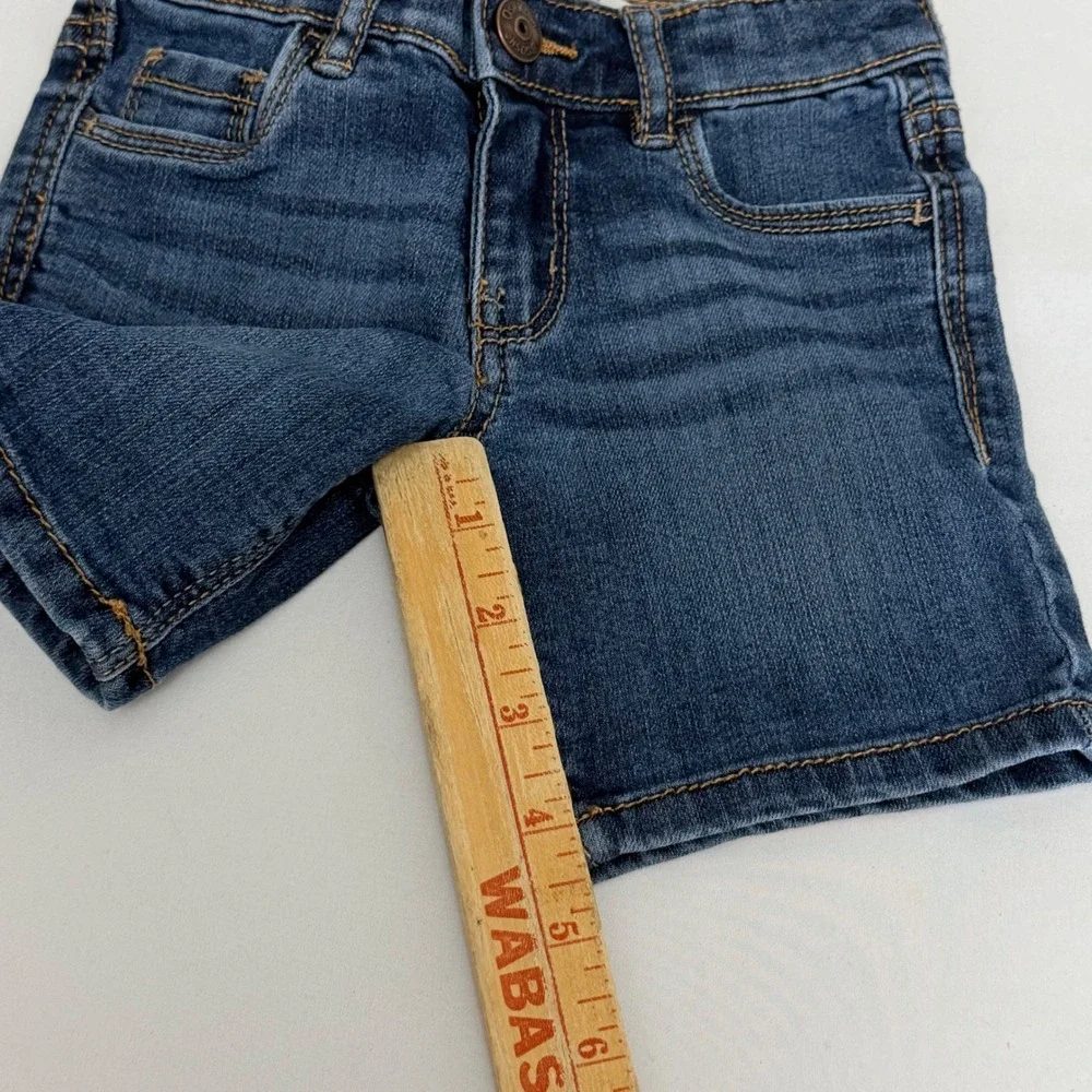OshKosh Bgosh Toddler Girls 2T Dark Wash Denim Jean Shorts Adjustable Waist
